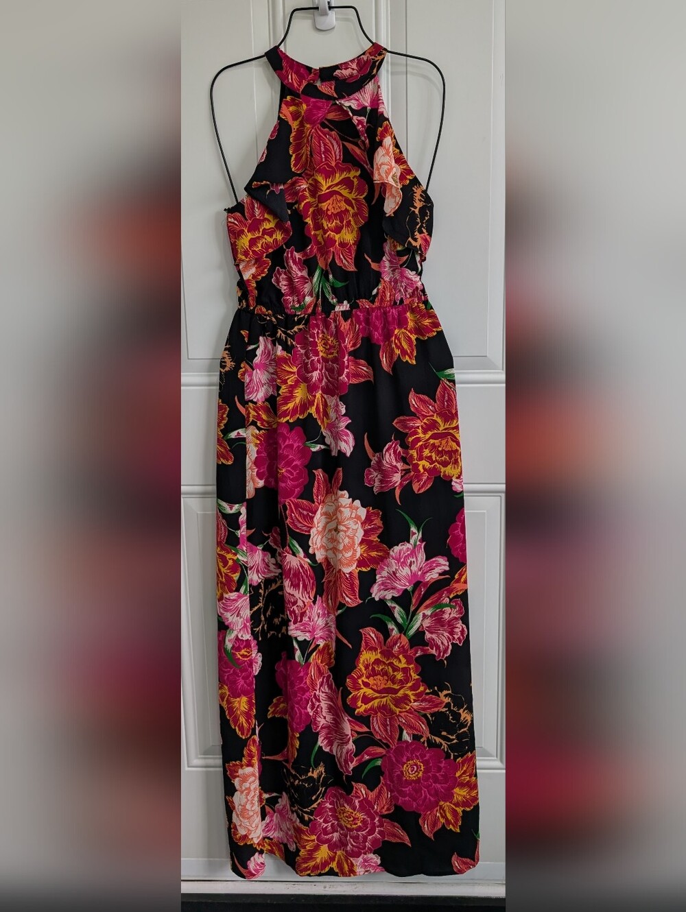One Clothing Tropical Floral Halter Maxi Dress.